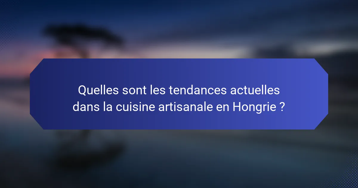 Quelles sont les tendances actuelles dans la cuisine artisanale en Hongrie ?